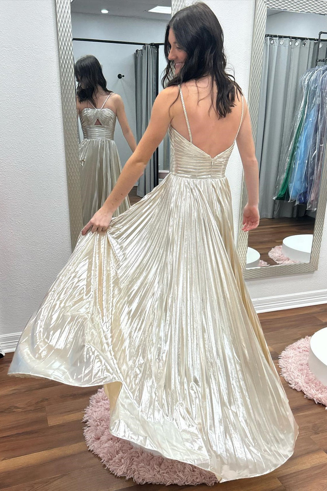 Metallic Short & Long Dress|Metallic Glitter Evening Gown|Prom2022 – Tagged  